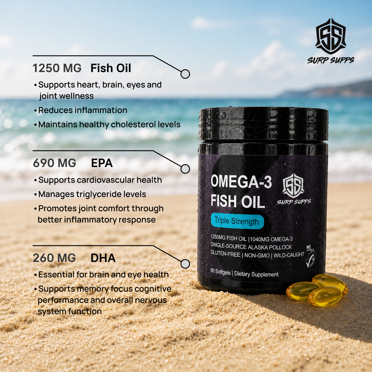 OMEGA-3, TRIPLE STRENGTH, TRIGLYCERIDE FORM. - Image 3